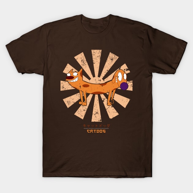 Catdog Retro Japanese T-Shirt by Nova5